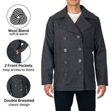 Alpine Swiss Mason Mens Wool Blend Pea Coat Classic Double Breasted Winter Coat Warm – Gray