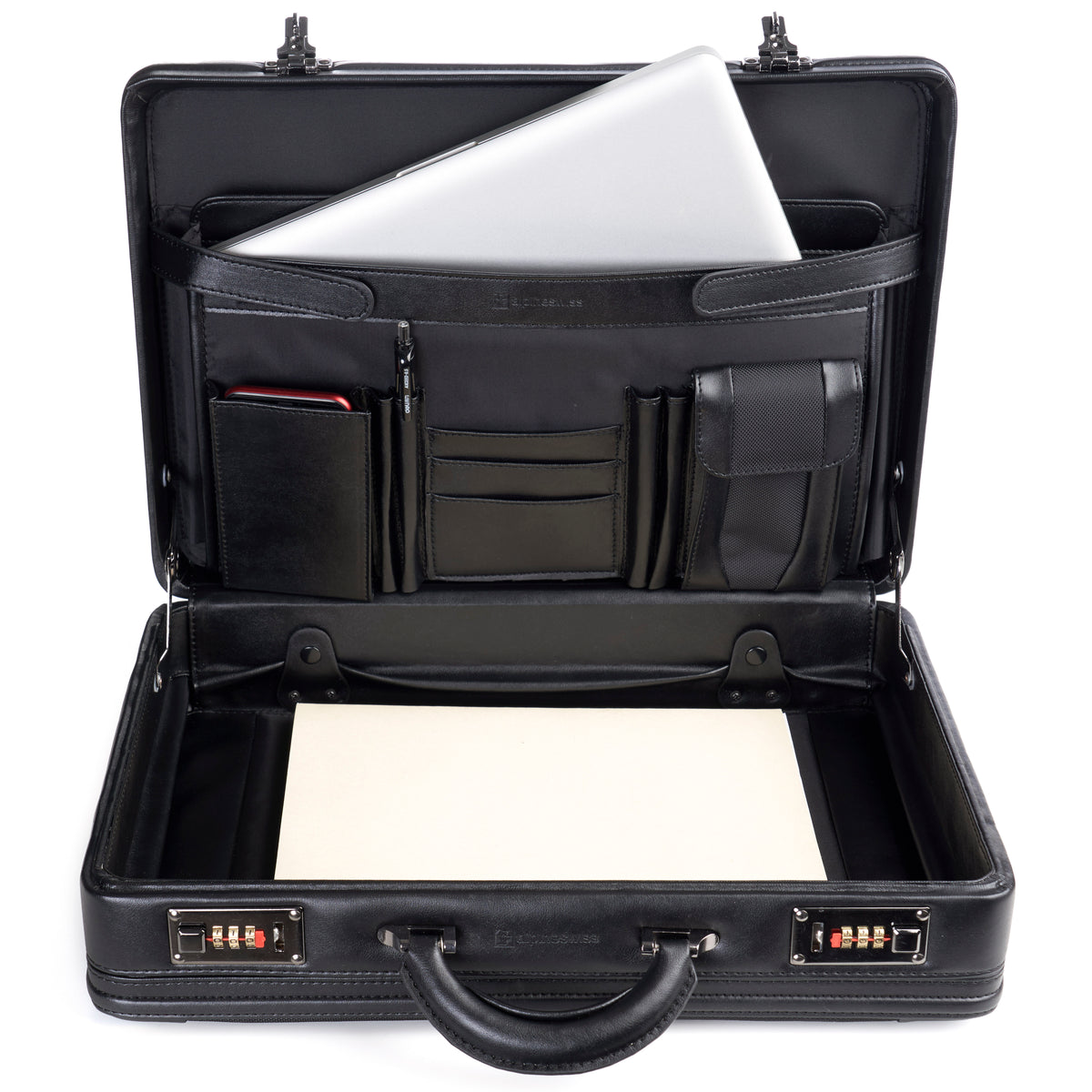 Alpine Swiss Mens Briefcase Hard Side Business Case Expandable Attache Case For Men – Black