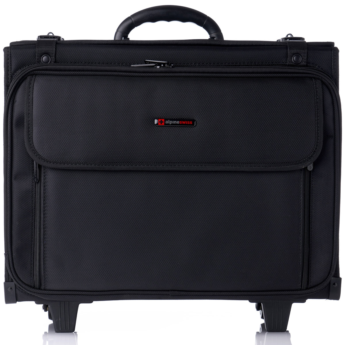 Alpine Swiss Rolling Briefcase Laptop Bag For Men Women Hard Side Catalog Case – Black
