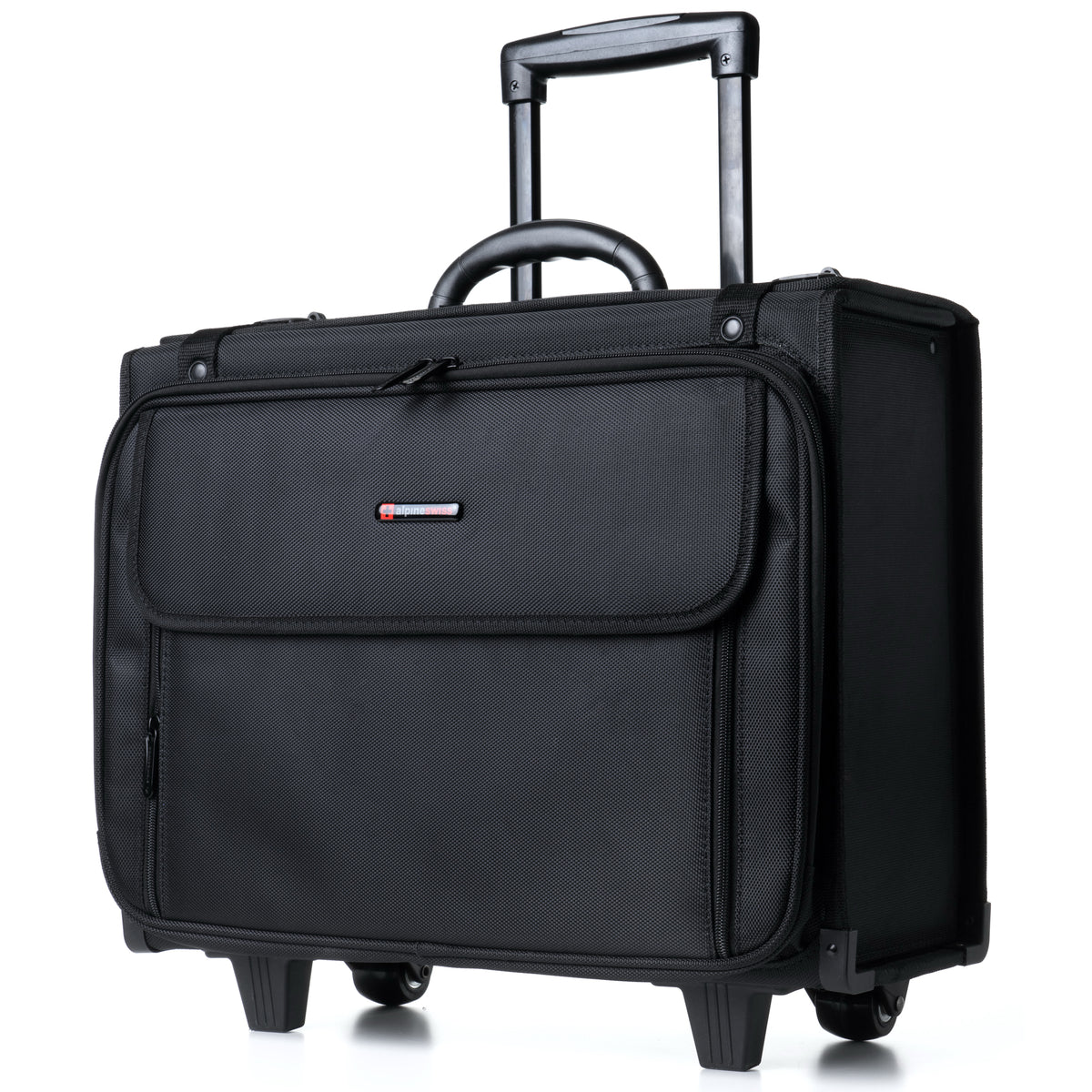 Alpine Swiss Rolling Briefcase Laptop Bag For Men Women Hard Side Catalog Case – Black