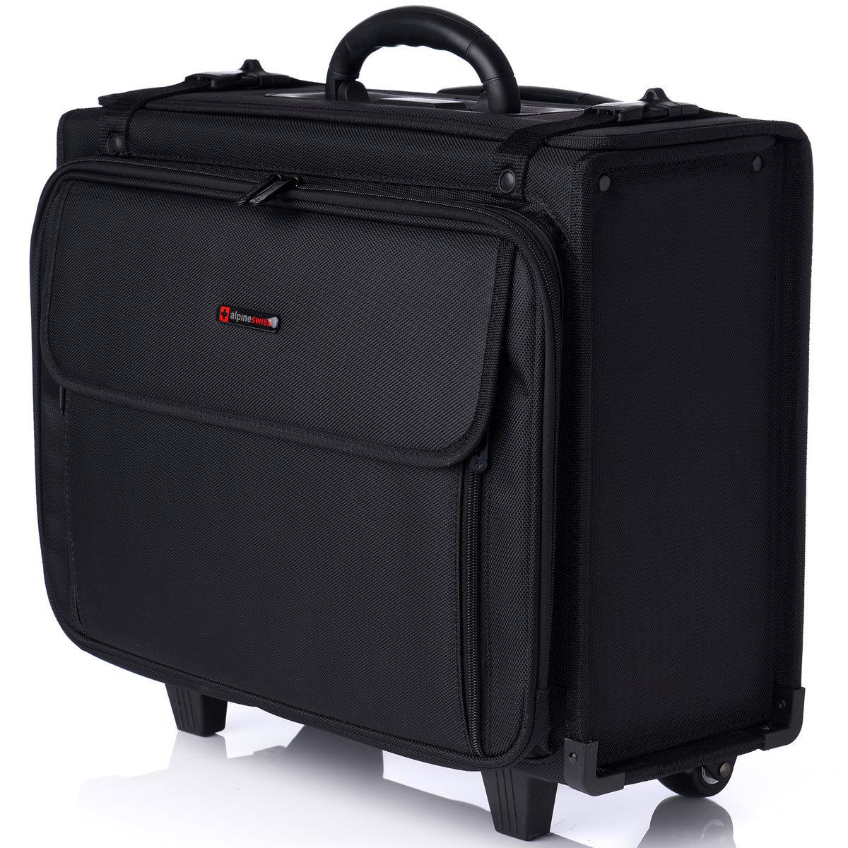 Alpine Swiss Rolling Briefcase Laptop Bag For Men Women Hard Side Catalog Case – Black