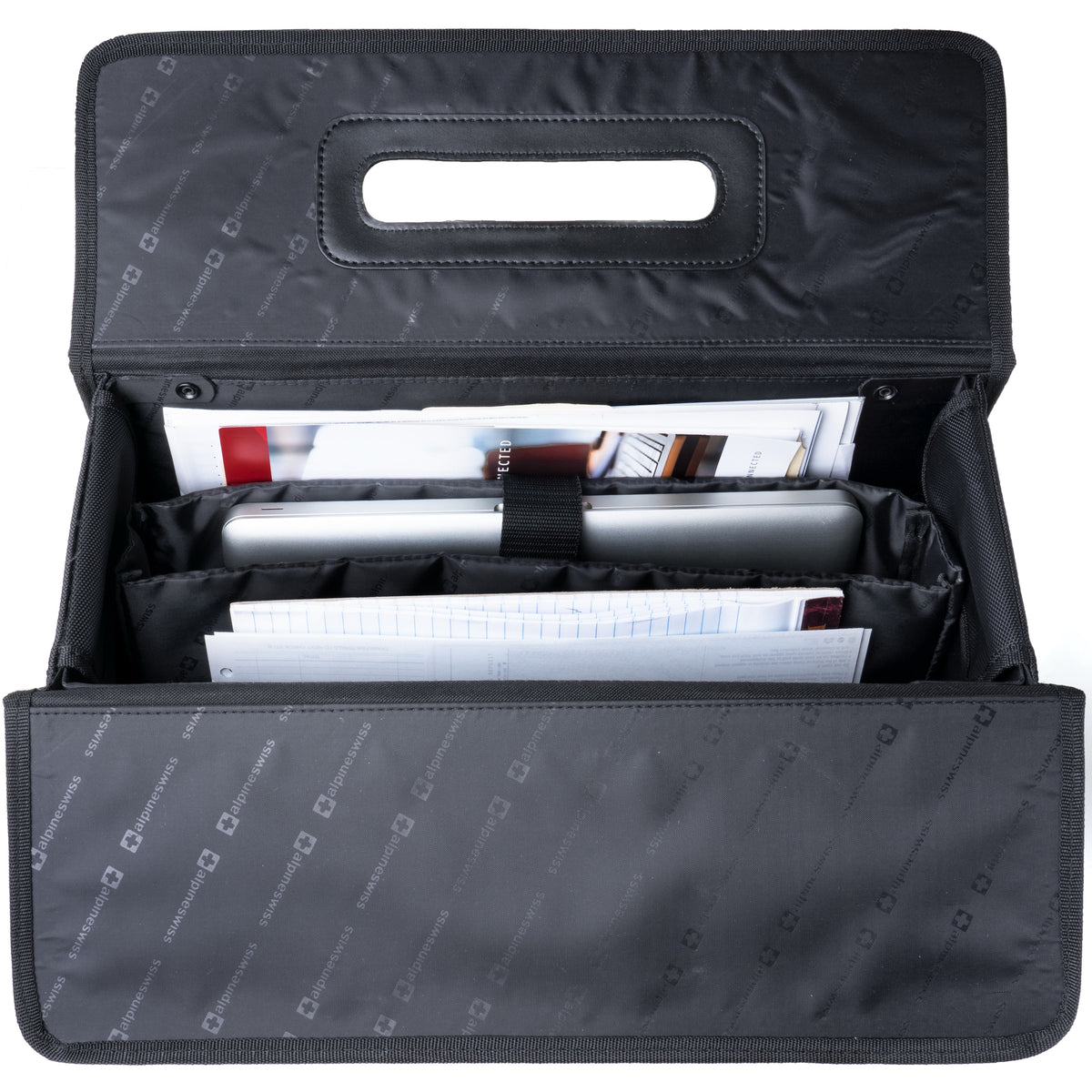 Alpine Swiss Rolling Briefcase Laptop Bag For Men Women Hard Side Catalog Case – Black