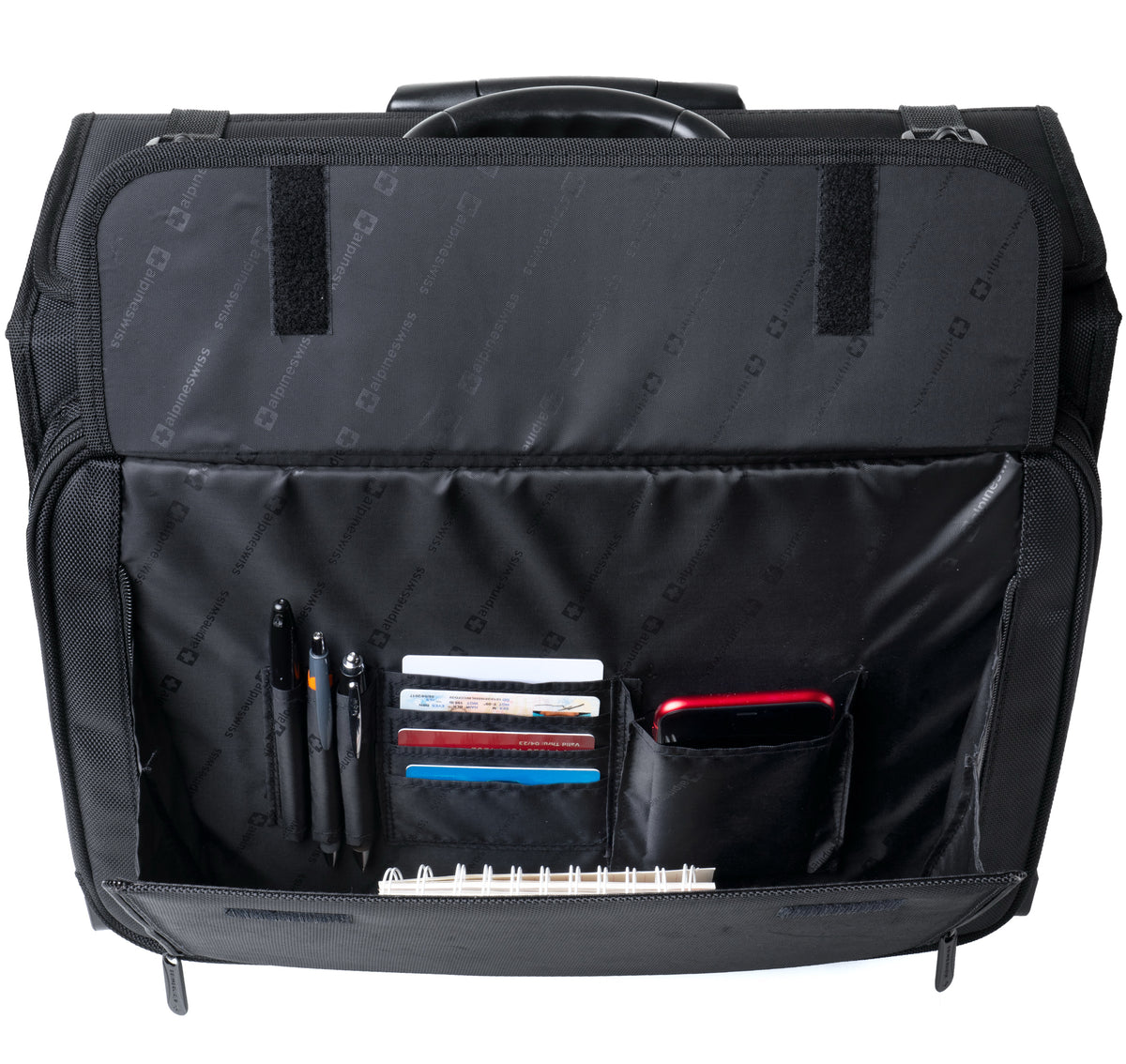 Alpine Swiss Rolling Briefcase Laptop Bag For Men Women Hard Side Catalog Case – Black