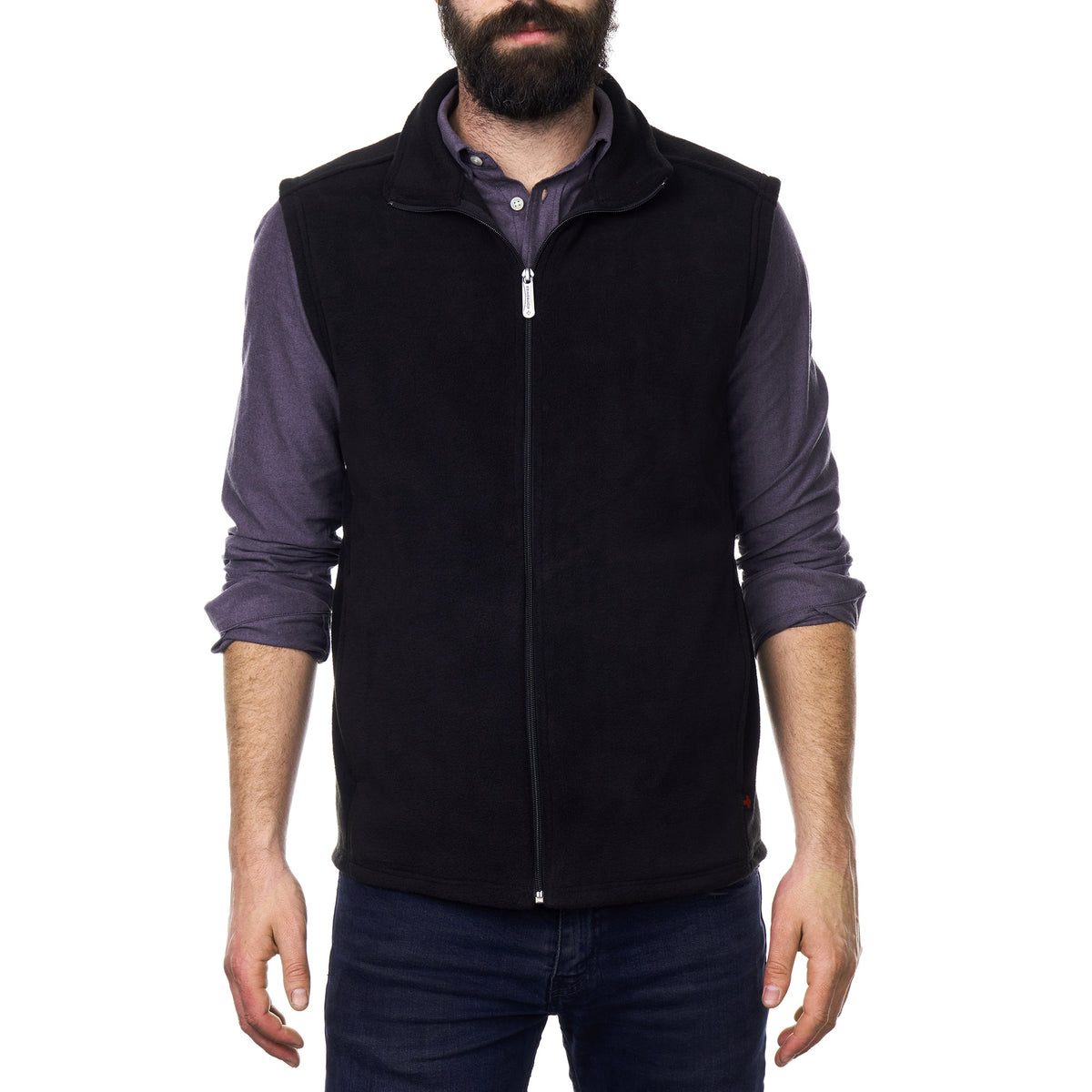 Alpine Swiss Mens Full Zip Up Fleece Vest Lightweight Warm Sleeveless Jacket – Black