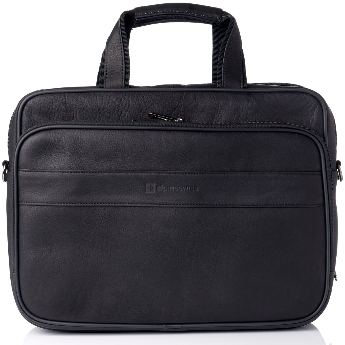Alpine Swiss Messenger Bag Leather 15.6 Laptop Briefcase Portfolio Business Case – Black