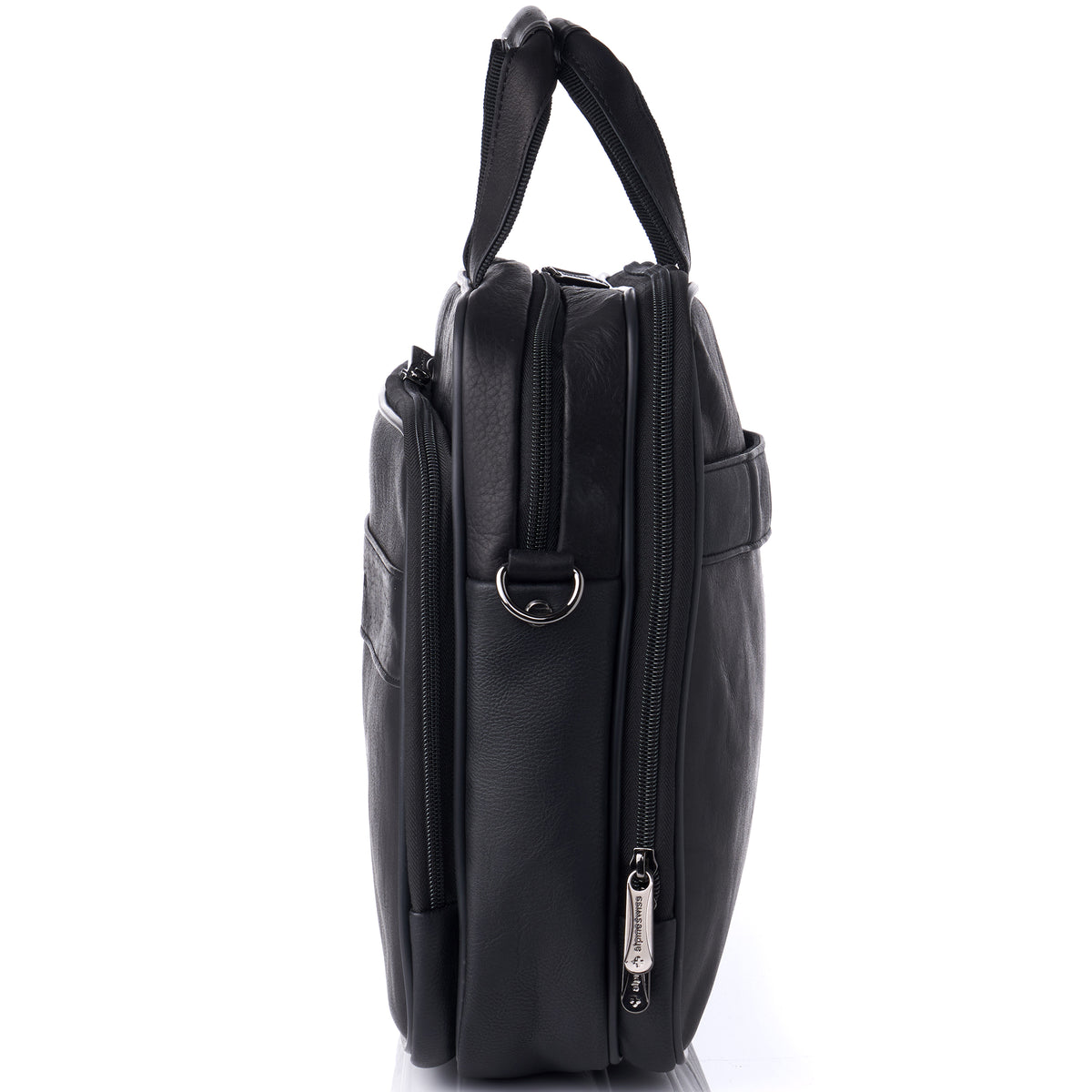 Alpine Swiss Messenger Bag Leather 15.6 Laptop Briefcase Portfolio Business Case – Black