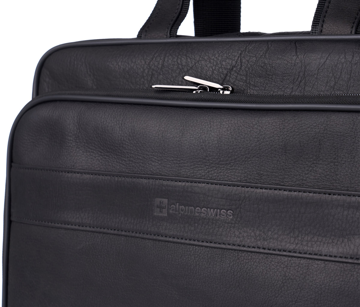 Alpine Swiss Messenger Bag Leather 15.6 Laptop Briefcase Portfolio Business Case – Black