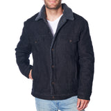 Alpine Swiss Mens Sherpa Lined Denim Jacket Classic Button Up Jean Trucker Coat – Black