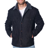 Alpine Swiss Mens Sherpa Lined Denim Jacket Classic Button Up Jean Trucker Coat – Black