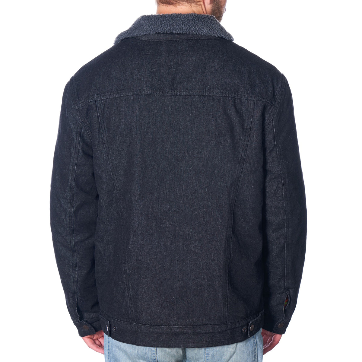 Alpine Swiss Mens Sherpa Lined Denim Jacket Classic Button Up Jean Trucker Coat – Black