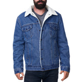 Alpine Swiss Mens Sherpa Lined Denim Jacket Classic Button Up Jean Trucker Coat – Denim
