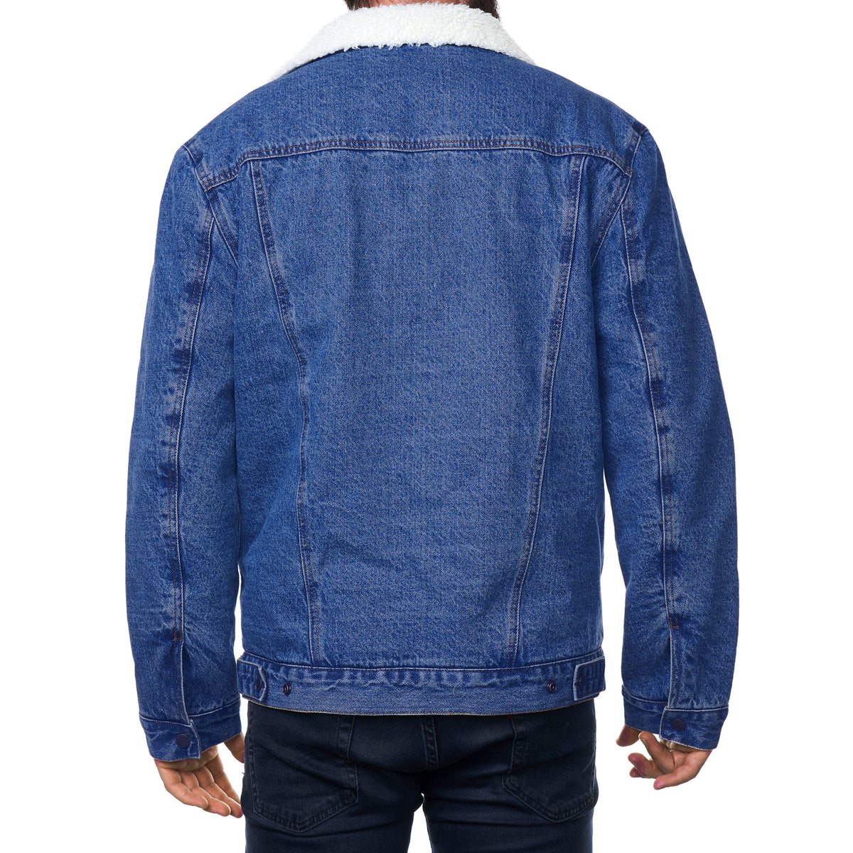 Alpine Swiss Mens Sherpa Lined Denim Jacket Classic Button Up Jean Trucker Coat – Denim