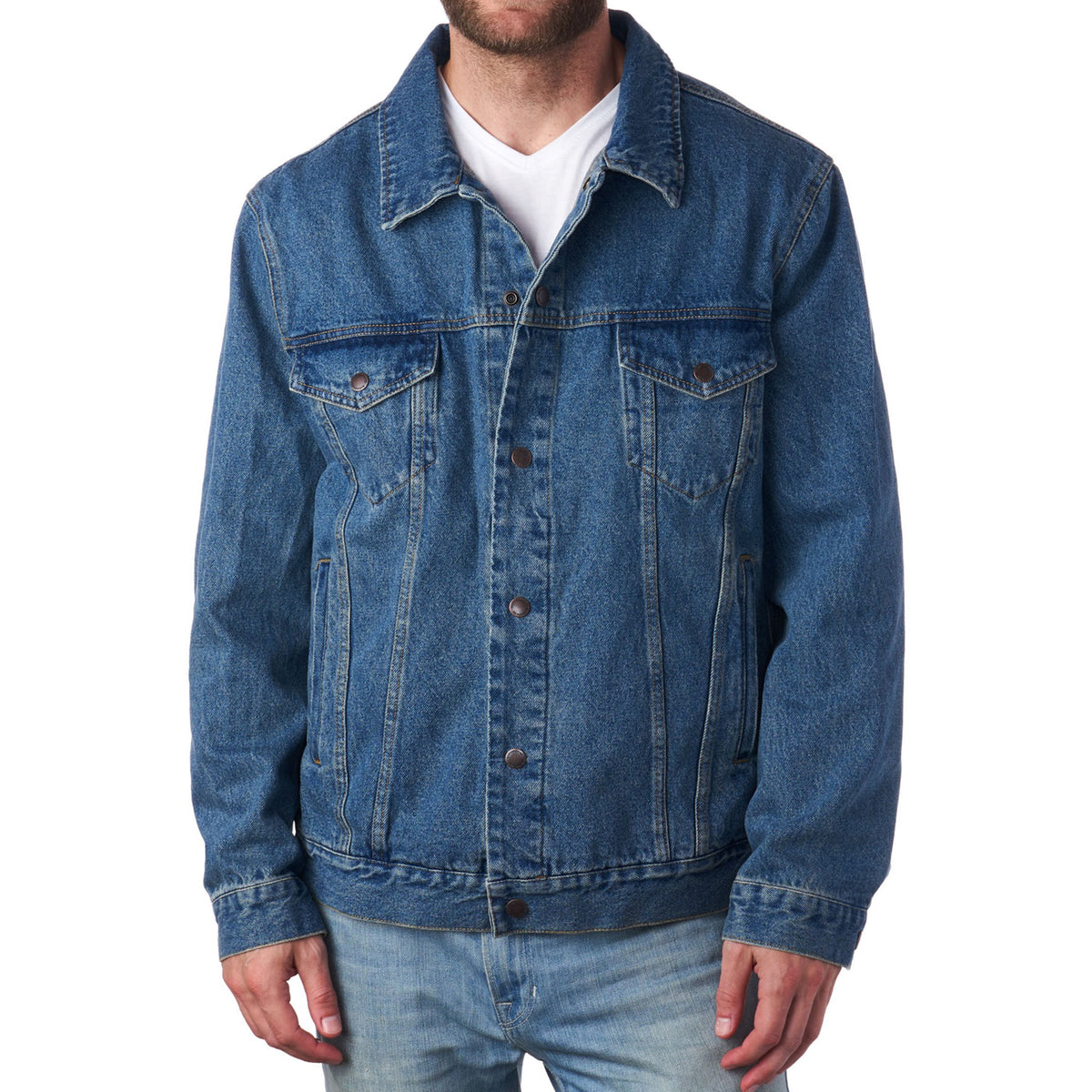 Alpine Swiss Derek Mens Classic Denim Jacket Casual Button Up Jean Trucker Coat – Denim