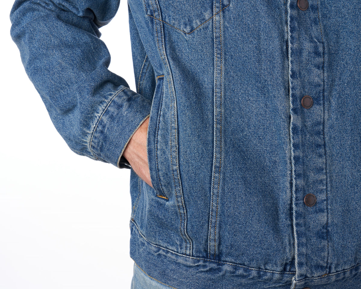 Alpine Swiss Derek Mens Classic Denim Jacket Casual Button Up Jean Trucker Coat – Denim