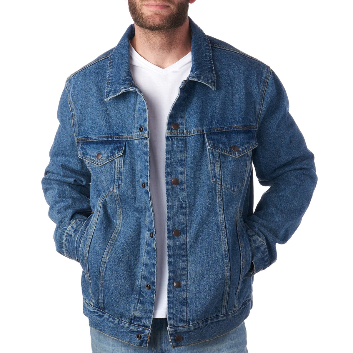 Alpine Swiss Derek Mens Classic Denim Jacket Casual Button Up Jean Trucker Coat – Denim