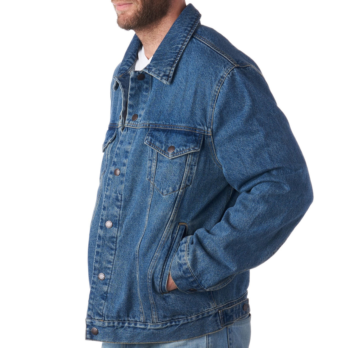 Alpine Swiss Derek Mens Classic Denim Jacket Casual Button Up Jean Trucker Coat – Denim
