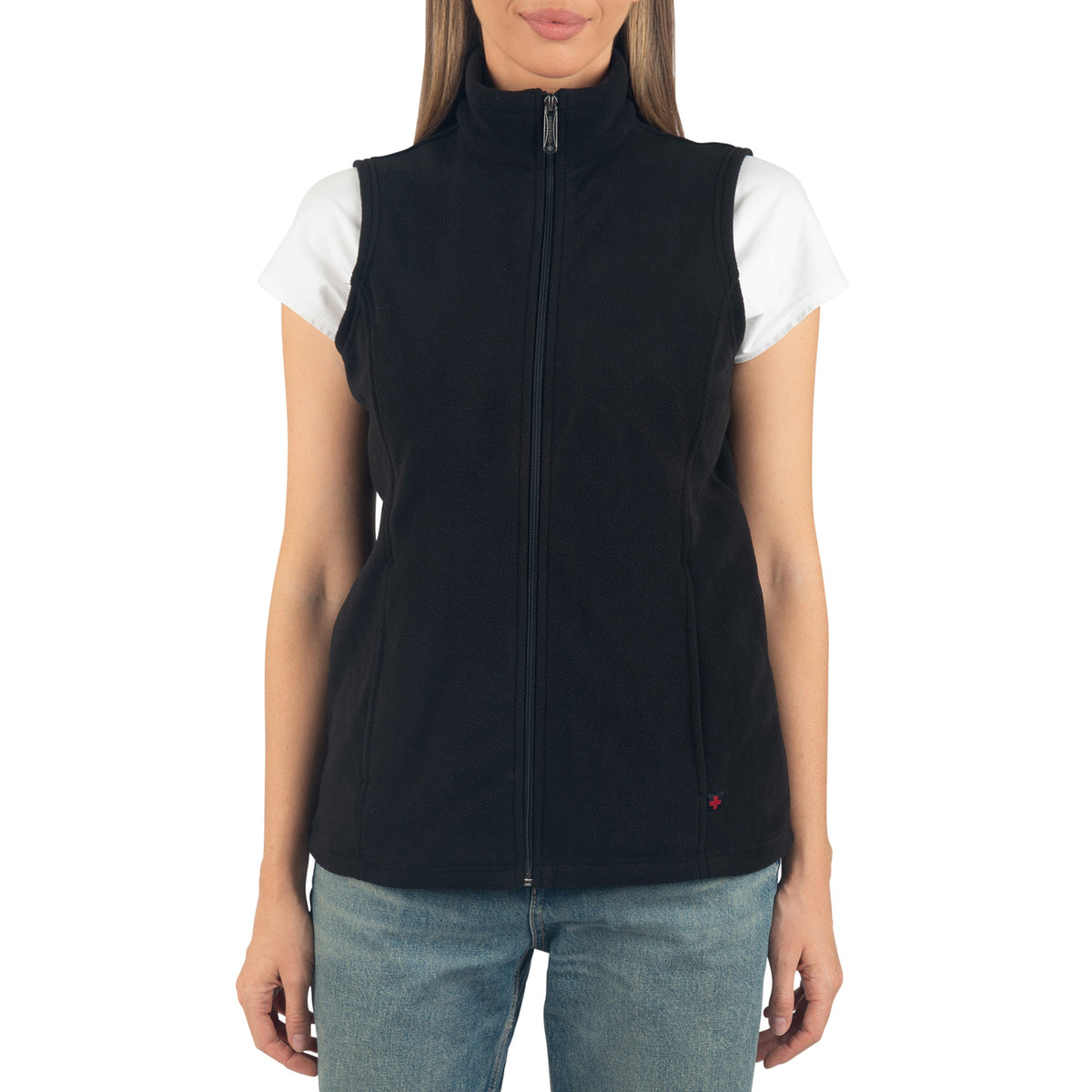 Alpine Swiss Cindy Womens Polar Fleece Vest Zip Up Lightweight Sleeveless Jacket – Black
