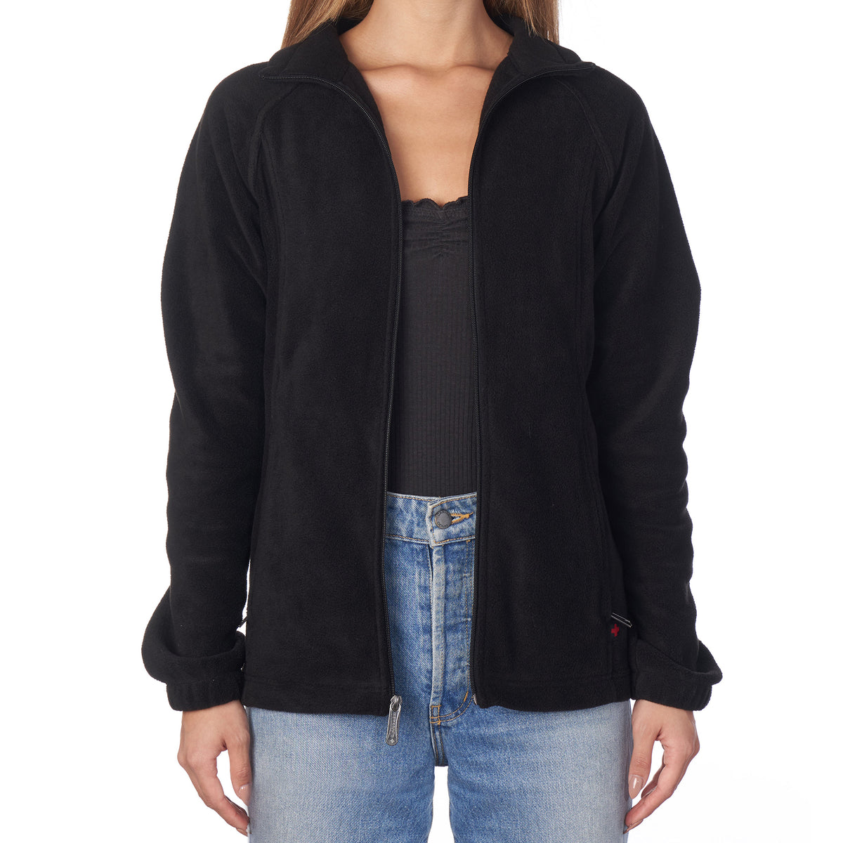 Alpine Swiss Womens Full Zipper Soft Polar Fleece Jacket Lightweight Warm Coat – Black