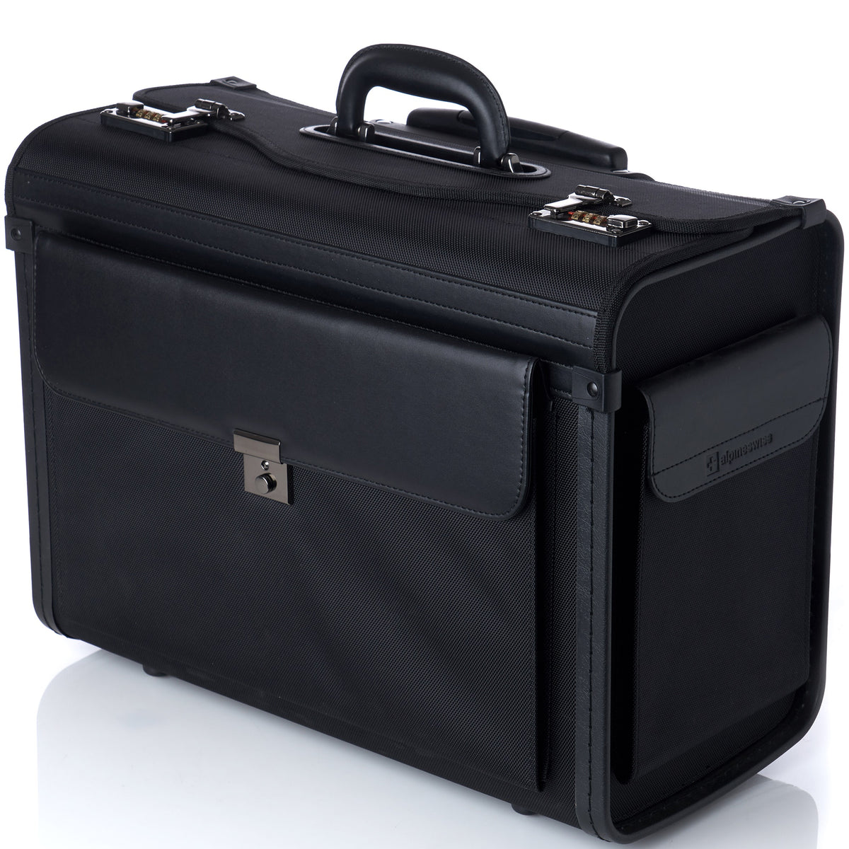 Alpine Swiss Rolling 17" Laptop Briefcase on Wheels Attache Lawyers Case Legal Size – Black