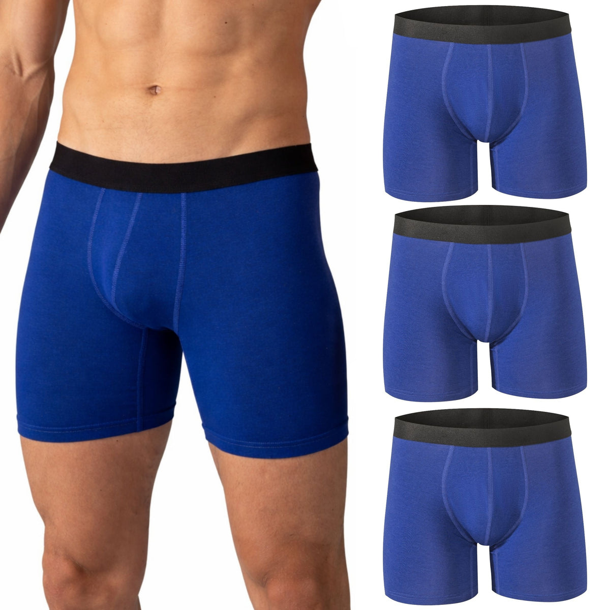Alpine Swiss Mens Boxer Briefs 3 Pack Underwear Breathable Comfortable Trunks – Blue