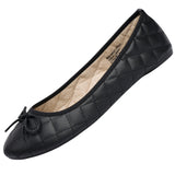 Alpine Swiss Women’s Aster Ballet Flats Patent Leather Slip-On Shoes Quilted Pillow – Jet Black