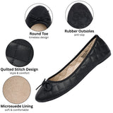 Alpine Swiss Women’s Aster Ballet Flats Patent Leather Slip-On Shoes Quilted Pillow – Jet Black