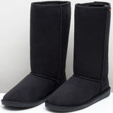 Alpine Swiss Women’s Mid-Calf Winter Boots 11” Faux Shearling Aussie Style Suede – Black