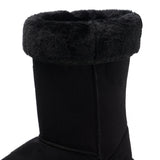 Alpine Swiss Women’s Mid-Calf Winter Boots 11” Faux Shearling Aussie Style Suede – Black