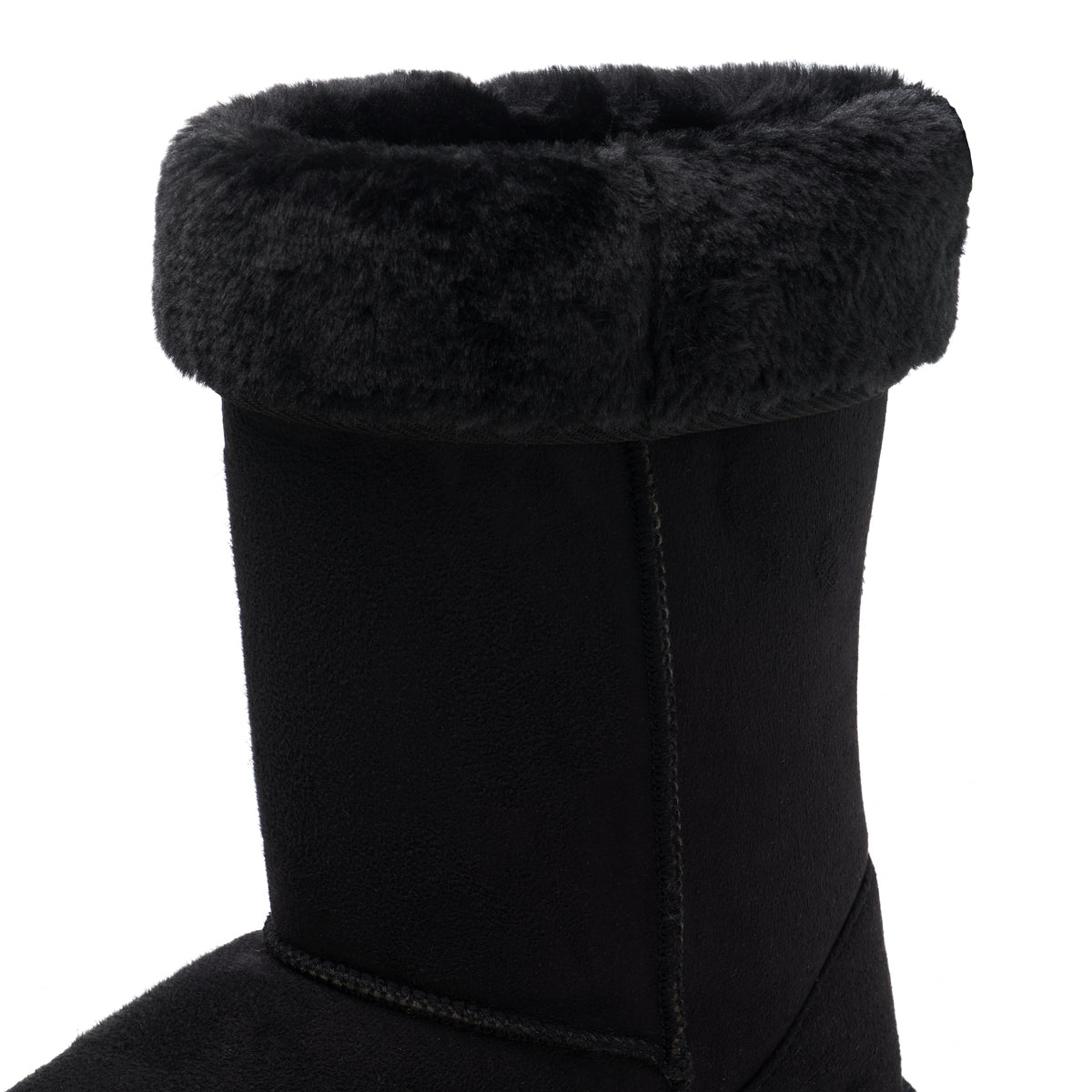 Alpine Swiss Women’s Mid-Calf Winter Boots 11” Faux Shearling Aussie Style Suede – Black