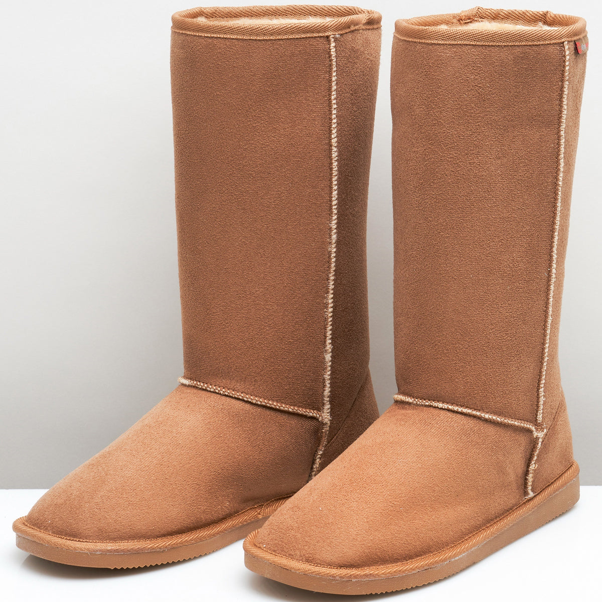 Alpine Swiss Women’s Mid-Calf Winter Boots 11” Faux Shearling Aussie Style Suede – Chestnut