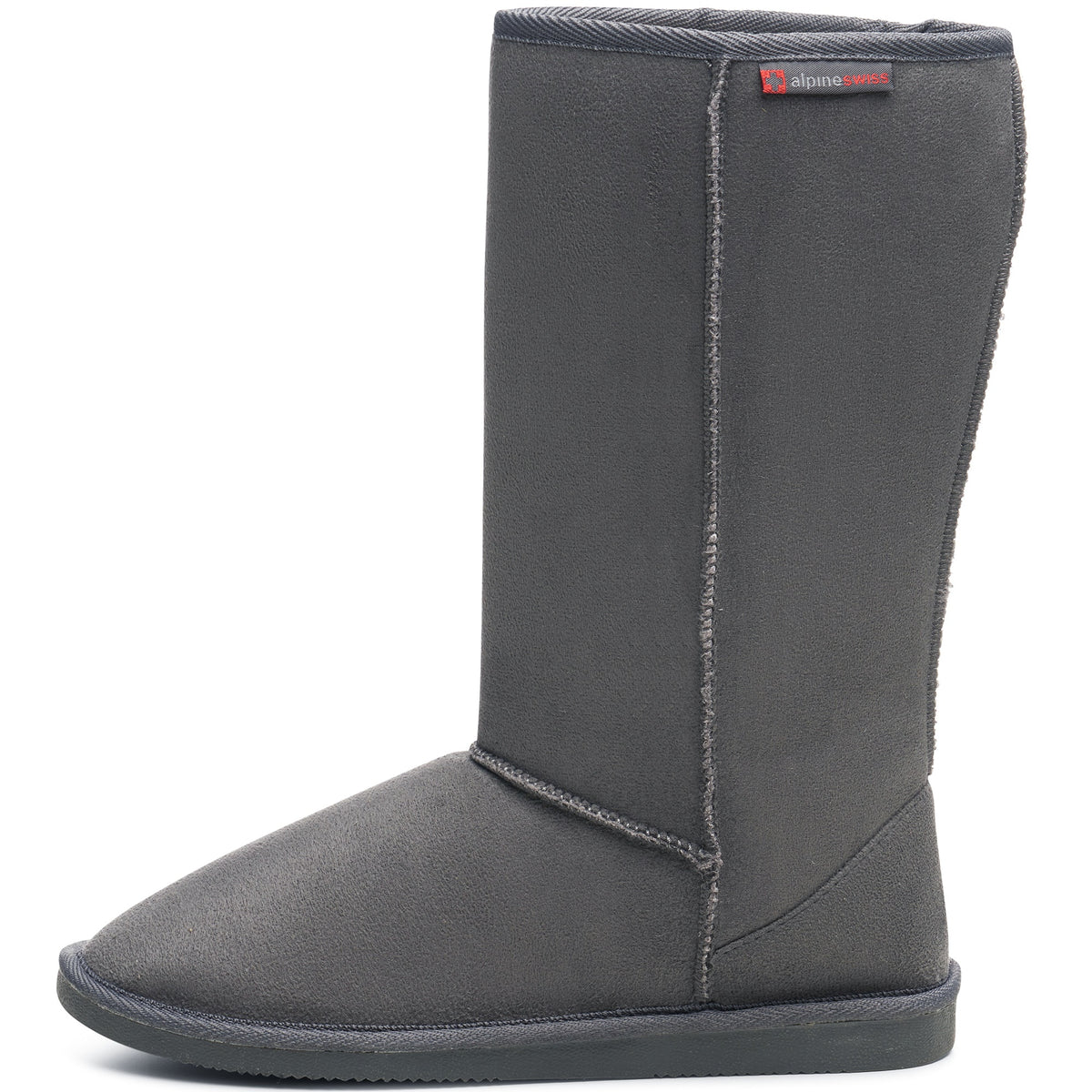 Alpine Swiss Women’s Mid-Calf Winter Boots 11” Faux Shearling Aussie Style Suede – Gray