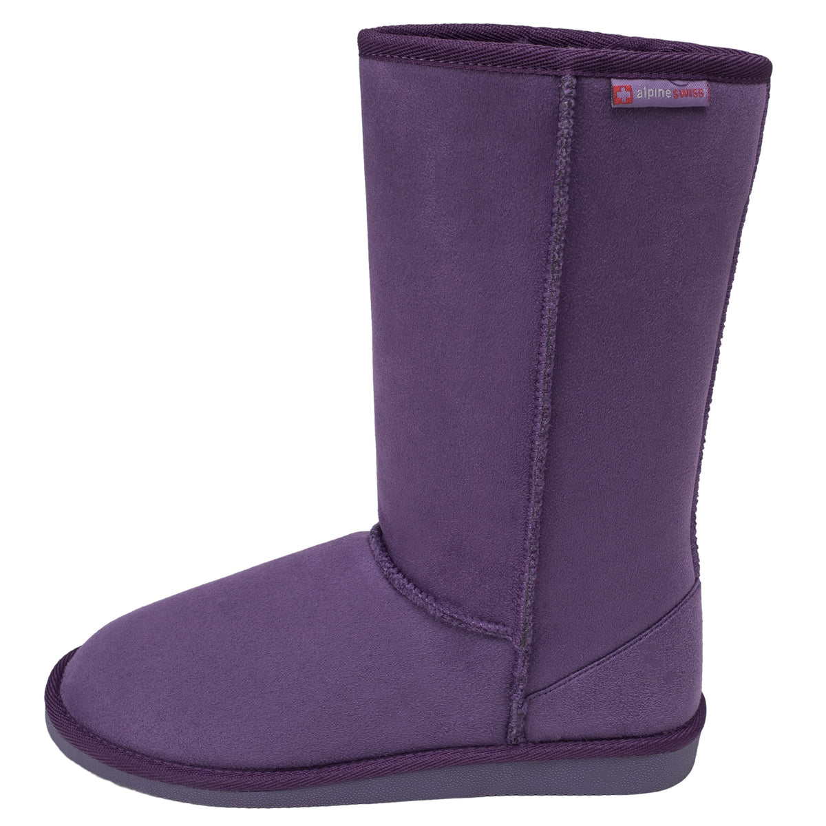 Alpine Swiss Women’s Mid-Calf Winter Boots 11” Faux Shearling Aussie Style Suede – Purple