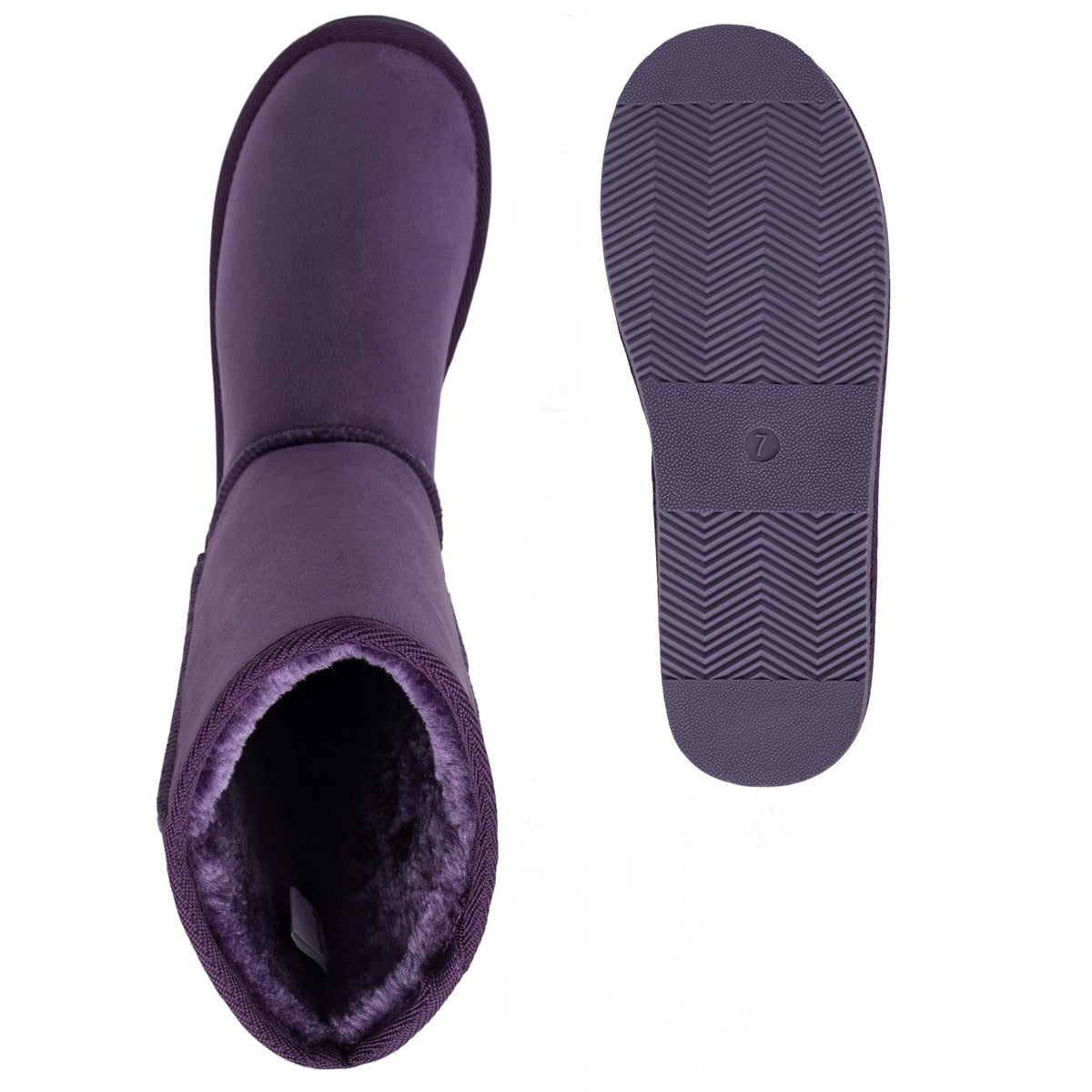 Alpine Swiss Women’s Mid-Calf Winter Boots 11” Faux Shearling Aussie Style Suede – Purple