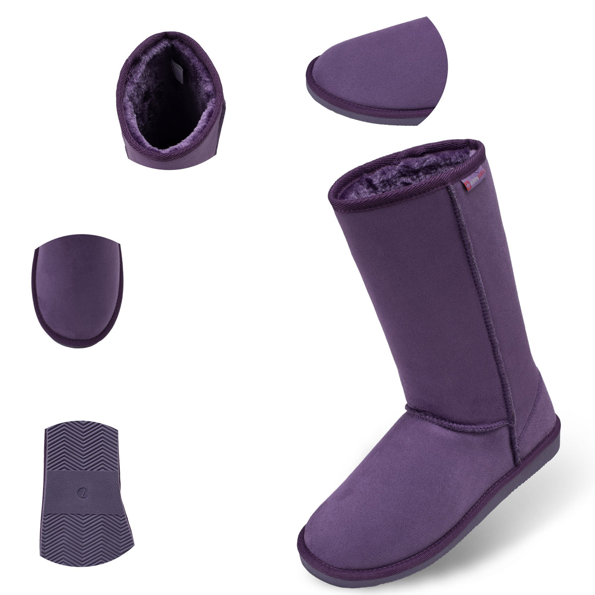 Alpine Swiss Women’s Mid-Calf Winter Boots 11” Faux Shearling Aussie Style Suede – Purple