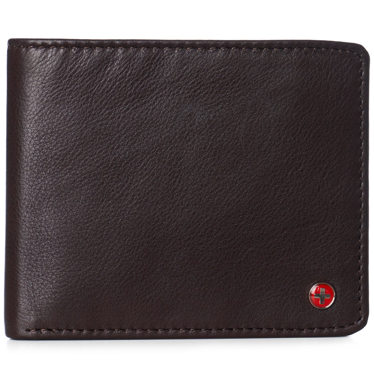 Alpine Swiss RFID Luka Men's Flip ID Wallet Deluxe Capacity ID Bifold With Divided – Soft Nappa Brown