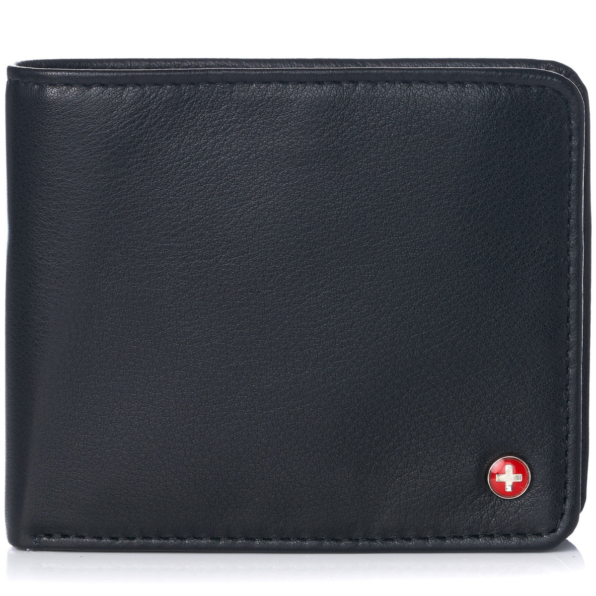 Alpine Swiss RFID Protected Men’s Max Coin Pocket Bifold Wallet with Divided Bill – Soft Nappa Black