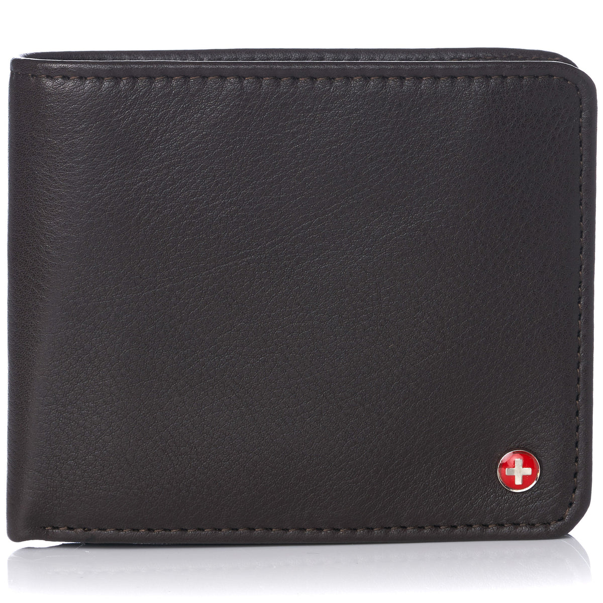 Alpine Swiss RFID Protected Men’s Max Coin Pocket Bifold Wallet with Divided Bill – Soft Nappa Brown
