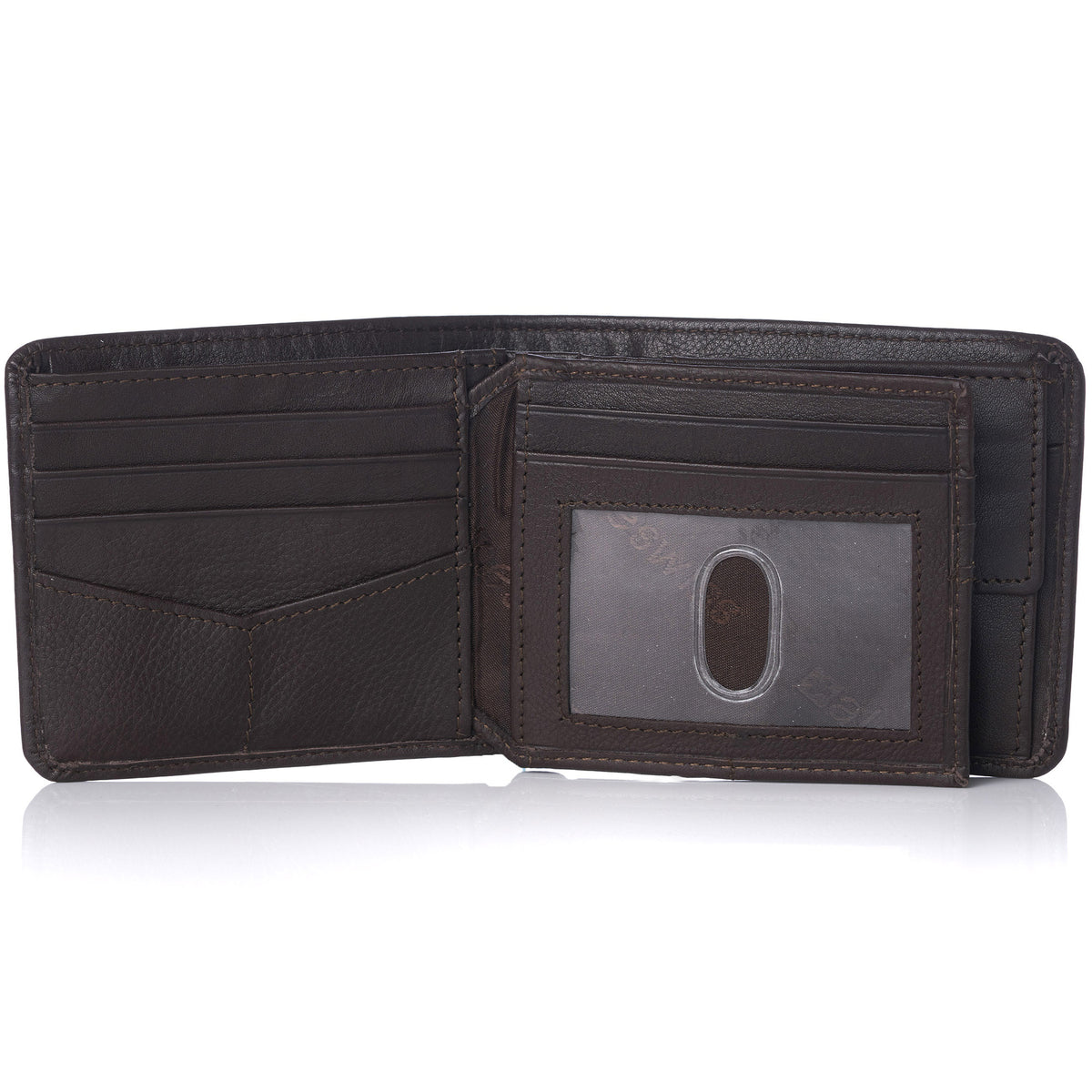 Alpine Swiss RFID Protected Men’s Max Coin Pocket Bifold Wallet with Divided Bill – Soft Nappa Brown