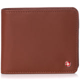 Alpine Swiss RFID Mathias Mens Wallet Deluxe Capacity Passcase Bifold With Divided – Smooth Finish Tan