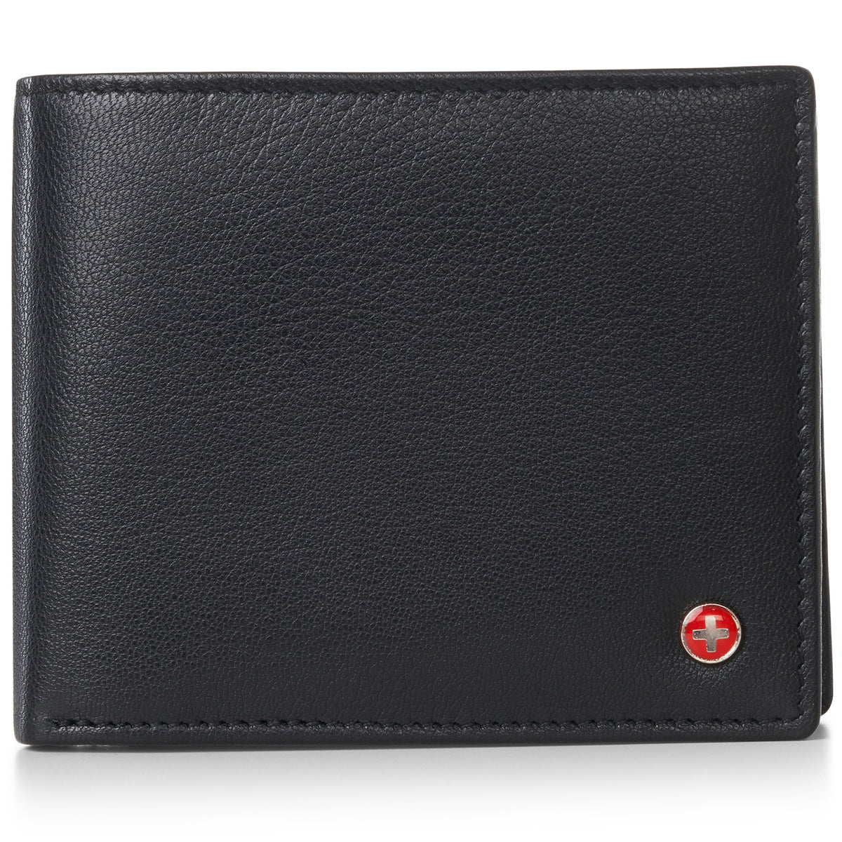 Alpine Swiss RFID Protected Men’s Max Coin Pocket Bifold Wallet with Divided Bill – Nappa Black