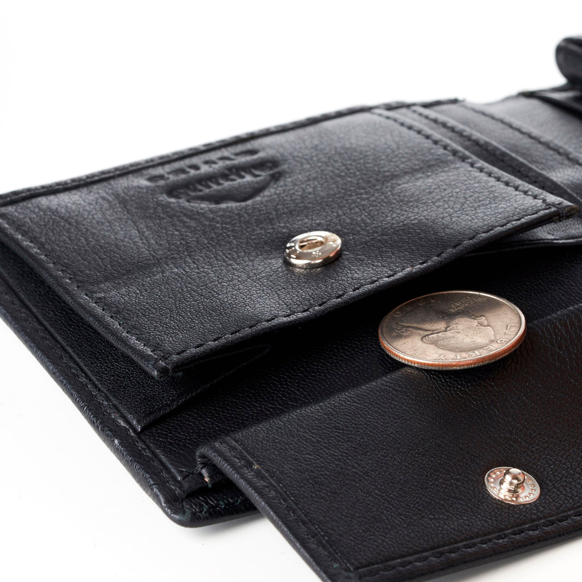 Alpine Swiss RFID Protected Men’s Max Coin Pocket Bifold Wallet with Divided Bill – Nappa Black
