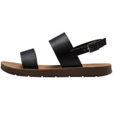 Alpine Swiss Beth Womens Flat Sandals Two Strap Buckle Slides Comfortable Summer – Black