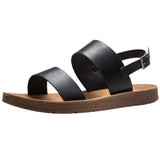 Alpine Swiss Beth Womens Flat Sandals Two Strap Buckle Slides Comfortable Summer – Black
