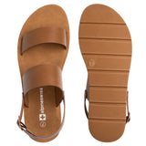 Alpine Swiss Beth Womens Flat Sandals Two Strap Buckle Slides Comfortable Summer – Tan