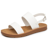 Alpine Swiss Beth Womens Flat Sandals Two Strap Buckle Slides Comfortable Summer – White