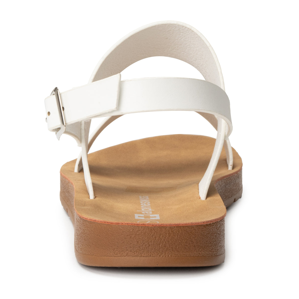 Alpine Swiss Beth Womens Flat Sandals Two Strap Buckle Slides Comfortable Summer – White