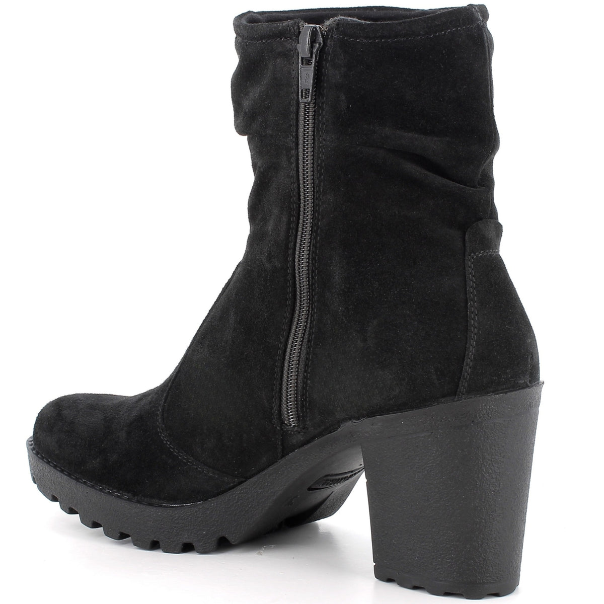 Alpine Swiss Bianca Womens Suede Slouch Ankle Boots Made in Italy High Heel Boot – Black