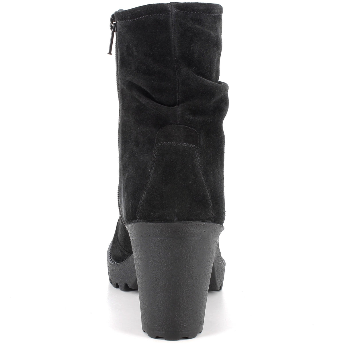 Alpine Swiss Bianca Womens Suede Slouch Ankle Boots Made in Italy High Heel Boot – Black