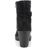 Alpine Swiss Bianca Womens Suede Slouch Ankle Boots Made in Italy High Heel Boot – Black
