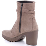 Alpine Swiss Bianca Womens Suede Slouch Ankle Boots Made in Italy High Heel Boot – Taupe